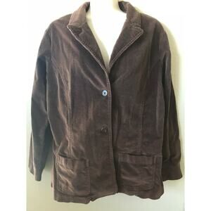 St John's Bay Brown Corduroy 2 Button Long Sleeve Women's Blazer Jacket Size PL